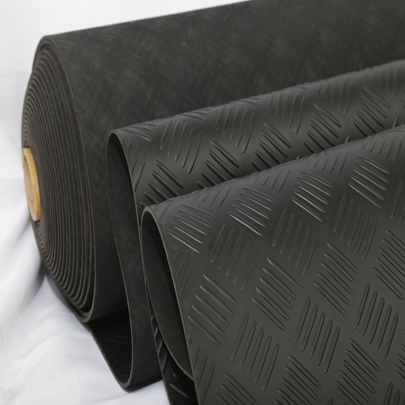 Tapis de sol en feuille de caoutchouc ondulé nervuré isolant antidérapant